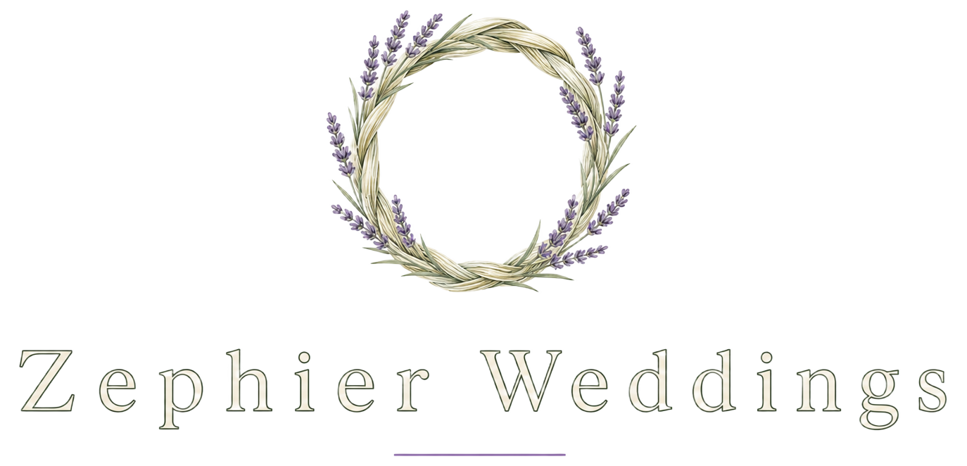 Zephier Weddings — braided sweetgrass and lavender wreath